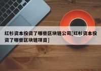 红杉资本投资了哪些区块链公司[红杉资本投资了哪些区块链项目]